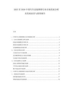 2025至2030中國汽車改裝維修行業市場發展分析及發展前景與投資報告
