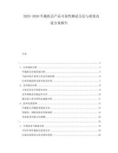 2025-2030車載機(jī)芯產(chǎn)品可靠性測(cè)試方法與質(zhì)量改進(jìn)方案報(bào)告