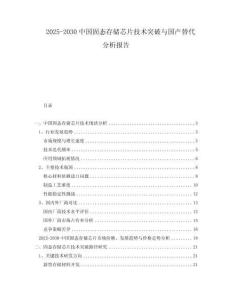 2025-2030中國固態存儲芯片技術突破與國產替代分析報告