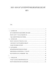 2025-2030油氣田用特種管材抗腐蝕性能比較分析報告