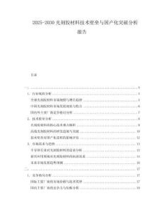 2025-2030光刻膠材料技術壁壘與國產化突破分析報告
