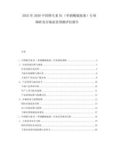2025至2030中國維生素B1（單硝酸硫胺素）行業調研及市場前景預測評估報告