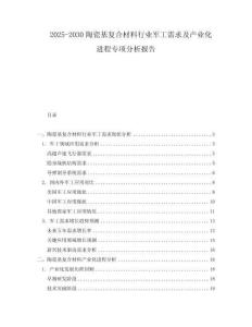 2025-2030陶瓷基復合材料行業軍工需求及產業化進程專項分析報告