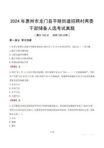 2024年惠州市龍門(mén)縣平陵街道招聘村兩委干部?jī)?chǔ)備人選考試真題