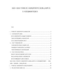 2025-2030中國醫用X射線管組件行業核心部件自主可控戰略研究報告