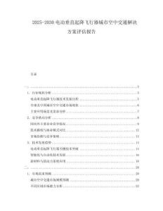 2025-2030電動垂直起降飛行器城市空中交通解決方案評估報告