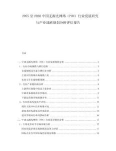 2025至2030中國無源光網絡（PON）行業發展研究與產業戰略規劃分析評估報告