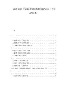 2025-2030半導體材料進口依賴現狀與本土化突破戰略分析