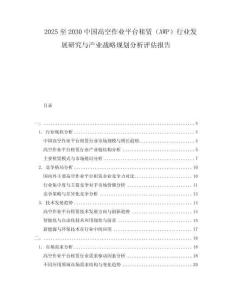 2025至2030中國(guó)高空作業(yè)平臺(tái)租賃（AWP）行業(yè)發(fā)展研究與產(chǎn)業(yè)戰(zhàn)略規(guī)劃分析評(píng)估報(bào)告
