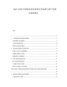 2025-2030中國核電密封系統安全標準與國產化替代進程報告