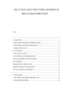 2025至2030全球及中國汽車維修與保養(yǎng)服務(wù)行業(yè)調(diào)研及市場前景預(yù)測評估報告