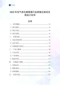 2025年空氣凈化康復器行業(yè)跨境出海項目商業(yè)計劃書