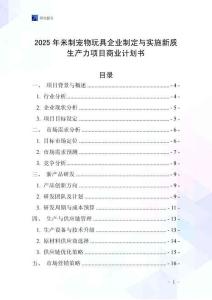 2025年米制寵物玩具企業(yè)制定與實施新質(zhì)生產(chǎn)力項目商業(yè)計劃書