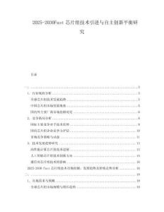 2025-2030Fast芯片組技術引進與自主創(chuàng)新平衡研究