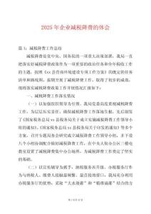 2025年企業減稅降費的體會