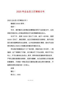 2025年企業員工打架檢討書