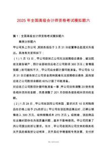 2025年全國(guó)高級(jí)會(huì)計(jì)師資格考試模擬題六