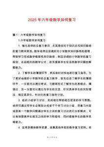 2025年六年級數學如何復習