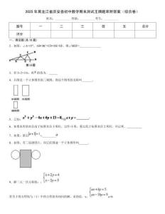 2025年黑龍江省慶安縣初中數(shù)學(xué)期末測試王牌題庫附答案（綜合卷）