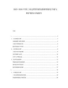 2025-2030中國工業過程控制傳感器智能化升級與維護服務市場報告