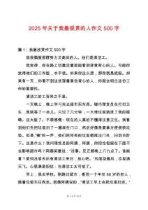 2025年關于我最觀賞的人作文500字