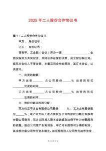 2025年二人股份合作協議書