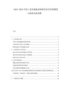 2025-2030中國工商業(yè)儲能系統(tǒng)峰谷價差套利模型與投資風(fēng)險預(yù)警