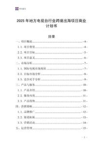 2025年地方電視臺行業(yè)跨境出海項目商業(yè)計劃書