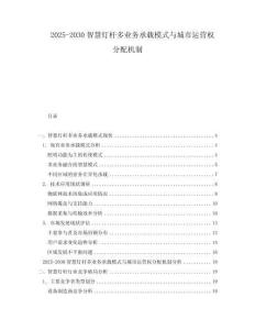 2025-2030智慧燈桿多業務承載模式與城市運營權分配機制