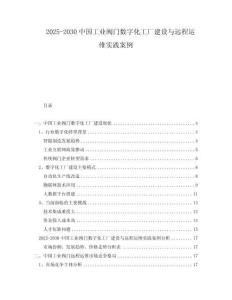 2025-2030中國工業閥門數字化工廠建設與遠程運維實踐案例