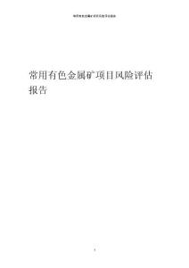 常用有色金屬礦項目風險評估報告