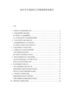 2025年中國油壓王市場調(diào)查研究報告