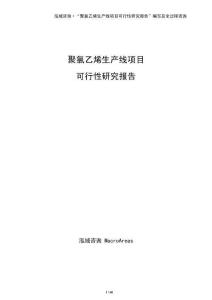 聚氯乙烯生產線項目可行性研究報告（參考模板）