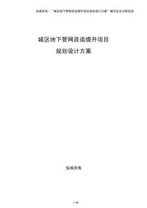 城區地下管網改造提升項目規劃設計方案