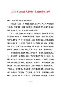 2025年企業黨支部組織生活會會議記錄
