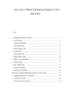2025-2030中國耐化學腐蝕裝備在新建項目中的市場機會報告