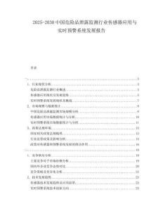 2025-2030中國危險品泄露監測行業傳感器應用與實時預警系統發展報告