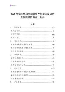2025年精密電機驅動器生產行業深度調研及發展項目商業計劃書