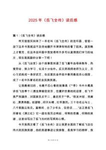 2025年《岳飛全傳》讀后感