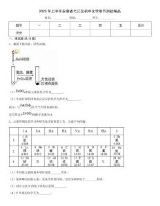 2025年上半年安徽省弋江區初中化學章節測驗精品
