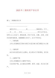 2025年二婚的財產(chǎn)協(xié)議書