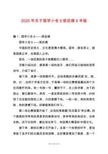 2025年關于國學小名士觀后感6年級
