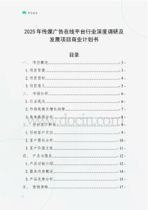 2025年傳媒廣告在線平臺行業深度調研及發展項目商業計劃書