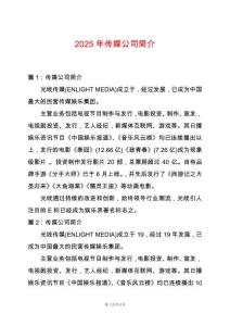 2025年傳媒公司簡介