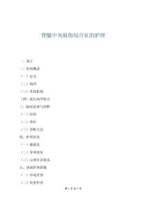 脊髓中央损伤综合征的护理