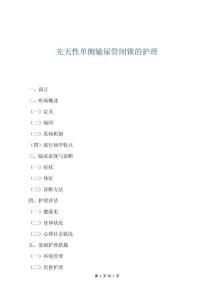 先天性單側(cè)輸尿管閉鎖的護(hù)理