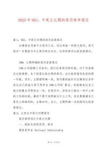 2025年NEC：中英文比照的簡歷簡單通過