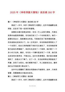 2025年《神奇洞窟大冒險》讀后感350字