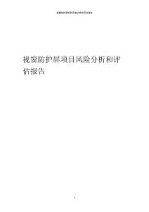 視窗防護屏項目風險分析和評估報告