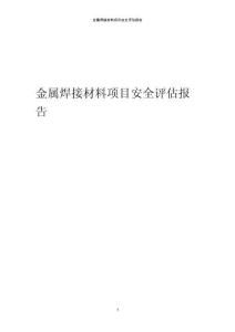 金屬焊接材料項目安全評估報告